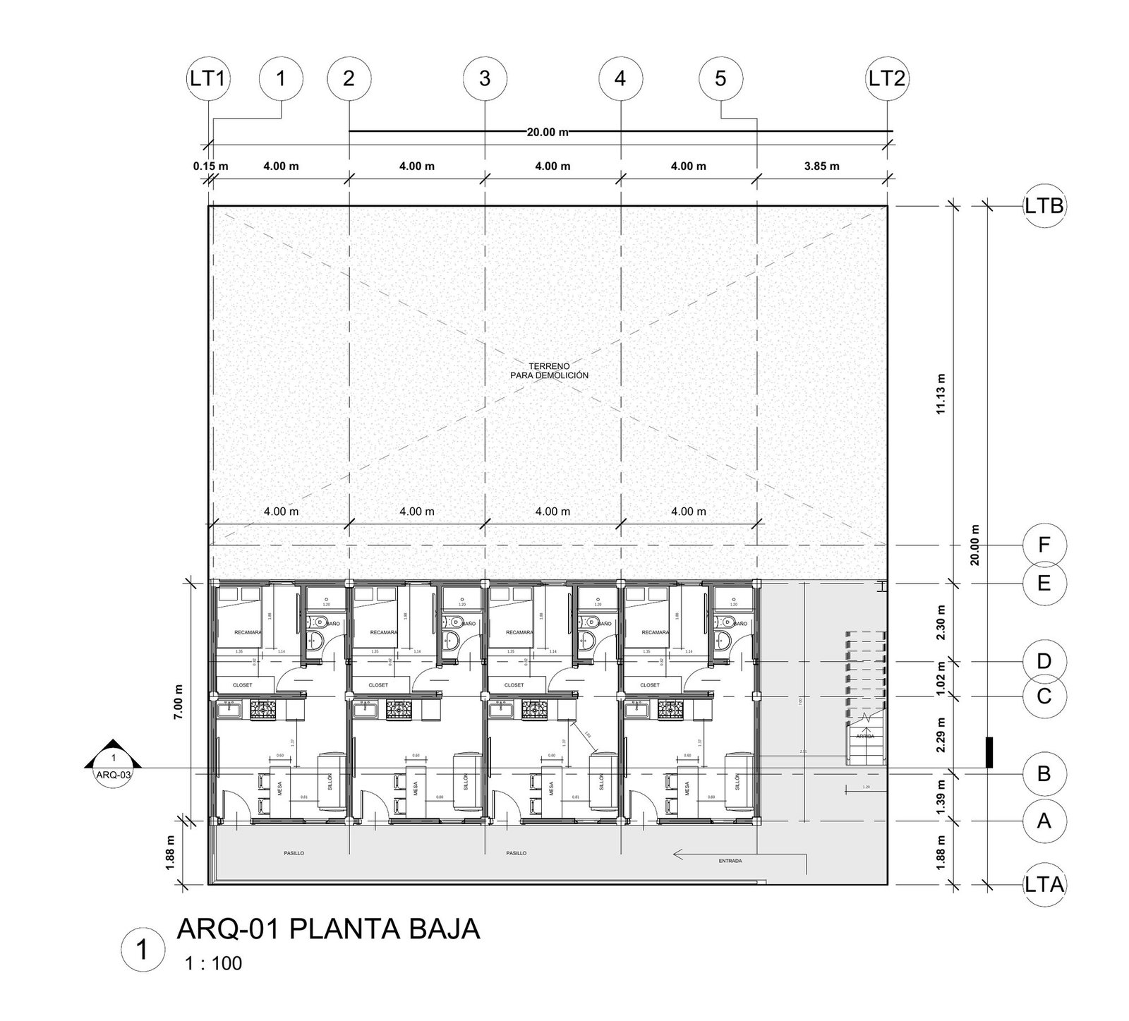 Plano arquitectónico de planta baja de Depas Saturnino