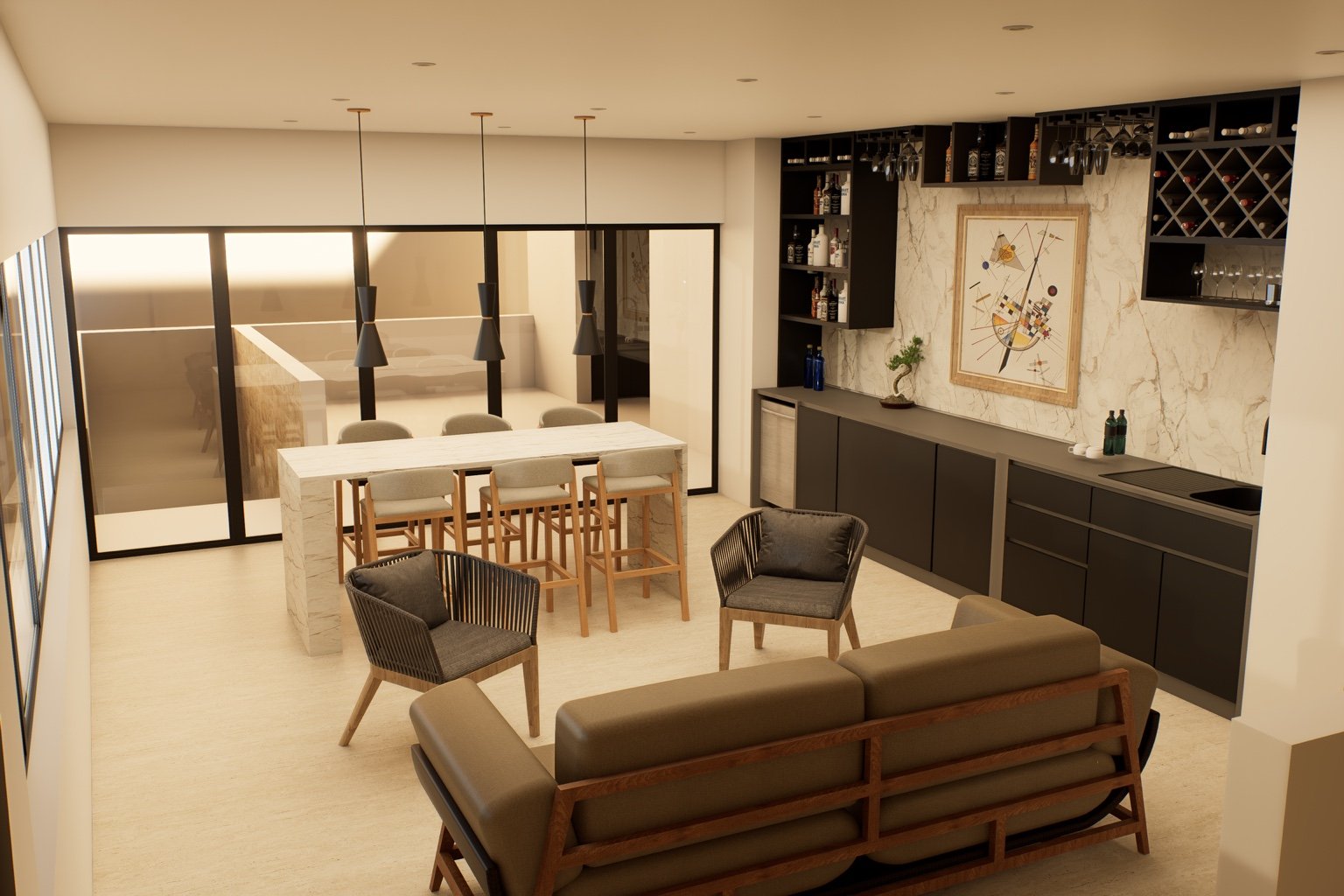 Vista amplia del Estudio residencial