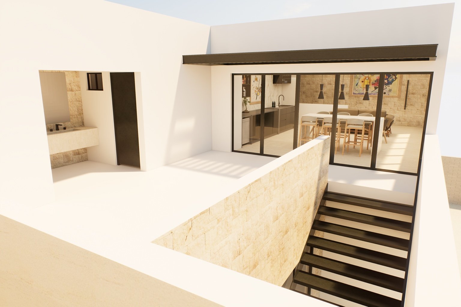 Render de cocina del Estudio residencial