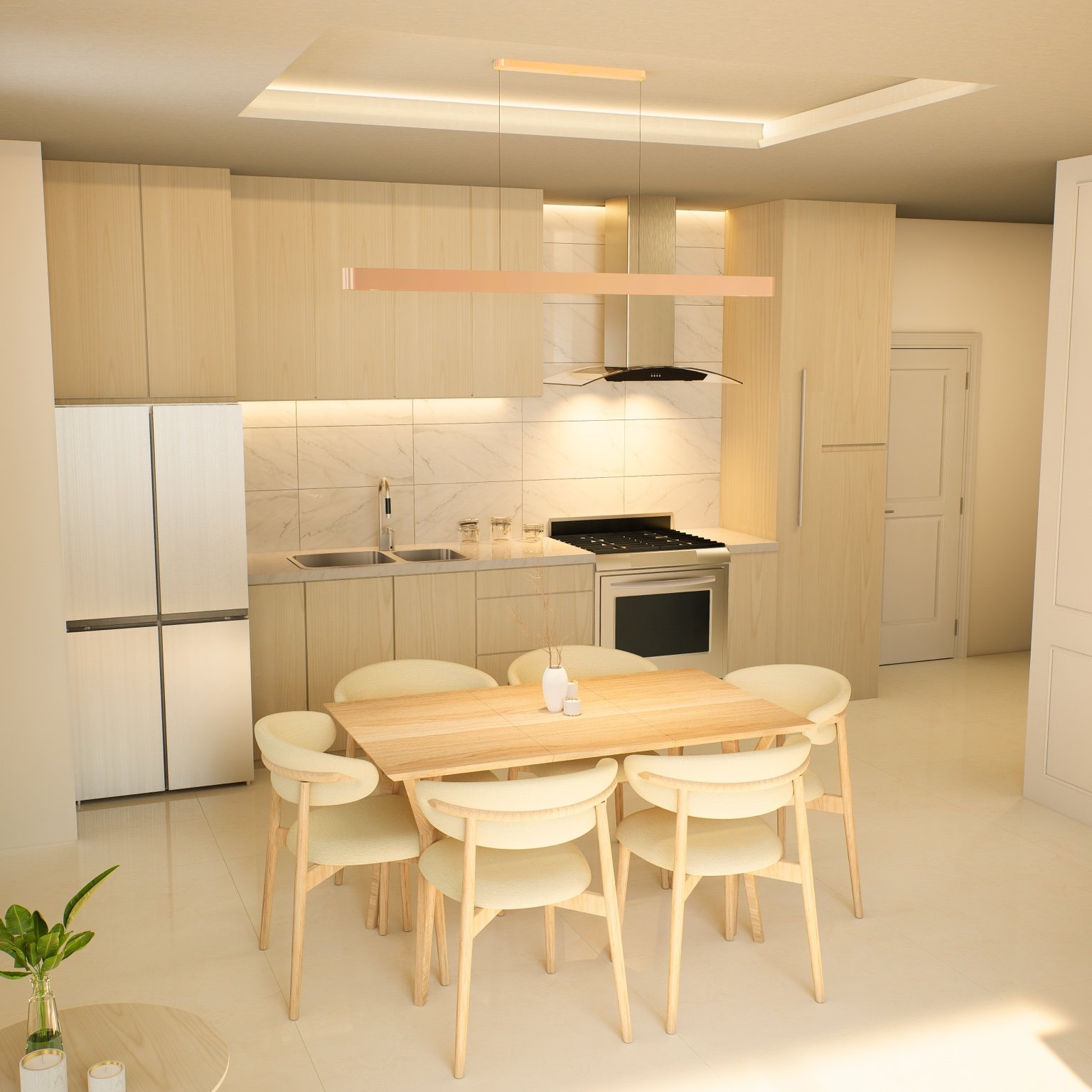 Render alternativo de cocina del Estudio residencial